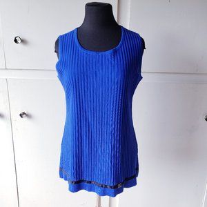 Exclusively Misook L Blue Knit Top Shirt